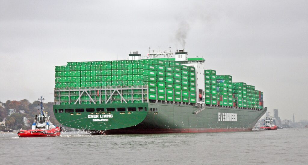 Container ships and shipping terminal