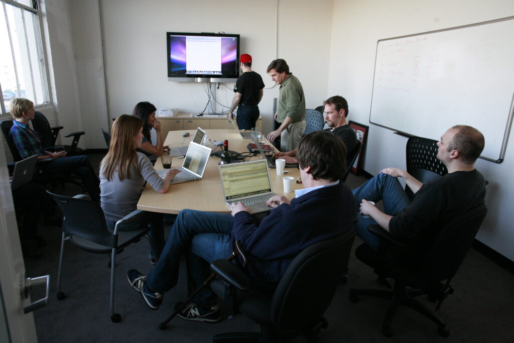 Staff meeting in office